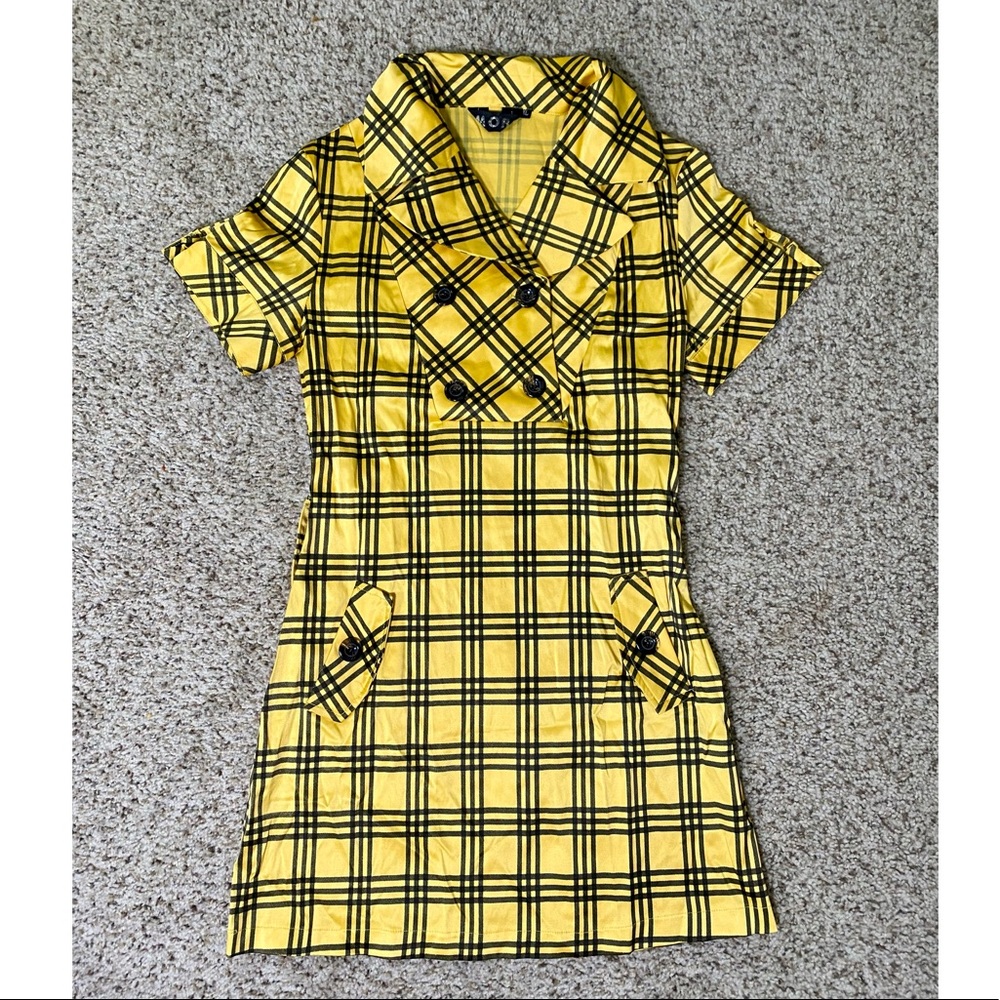 Yellow and black plaid dress